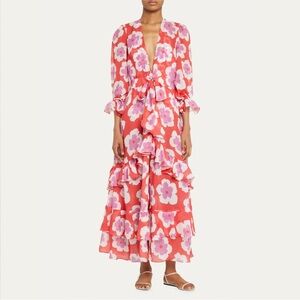 PatBO Windflower Maxi Robe in Cherry